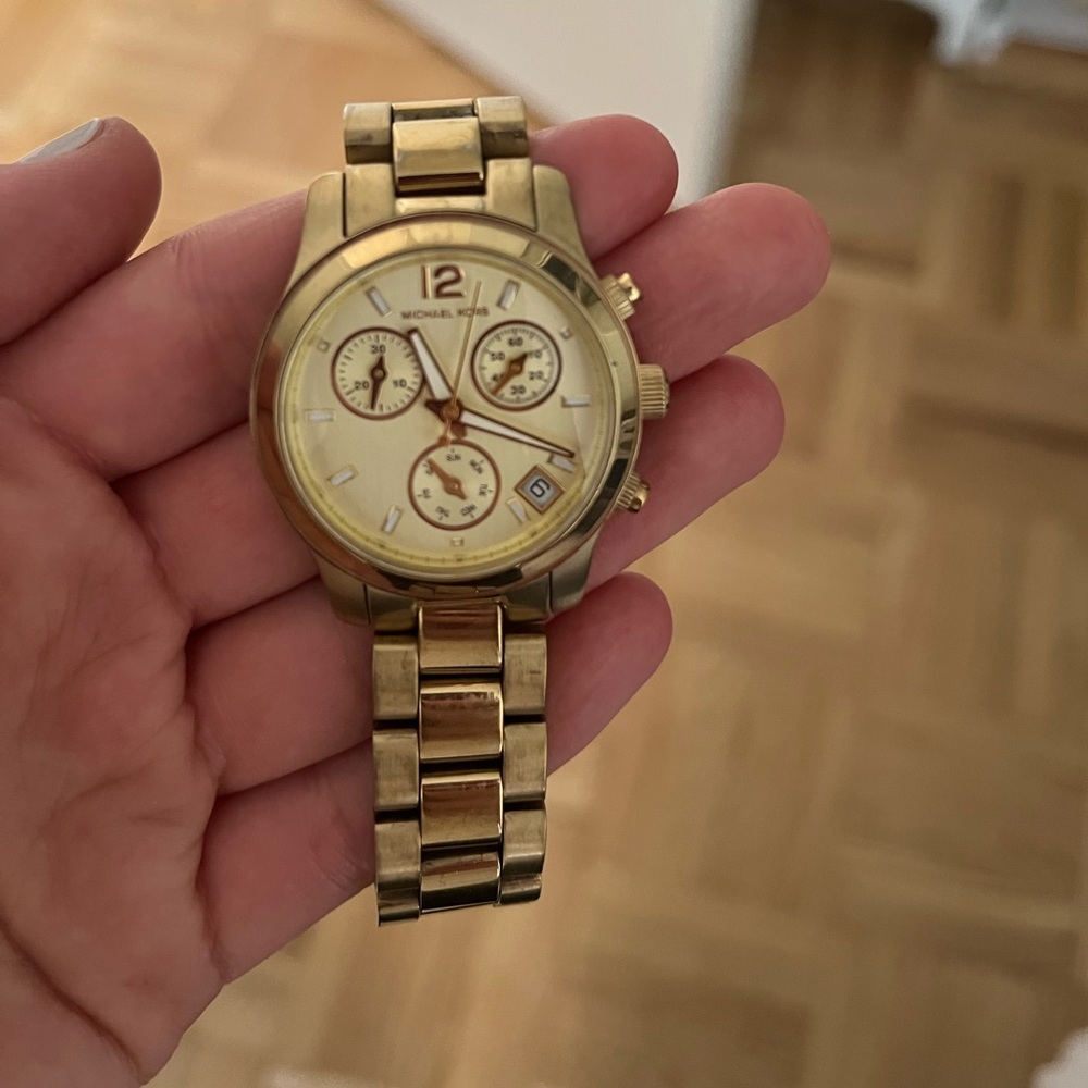 Michael Kors Gold Chronograph Watch with Stainless Steel Bracelet